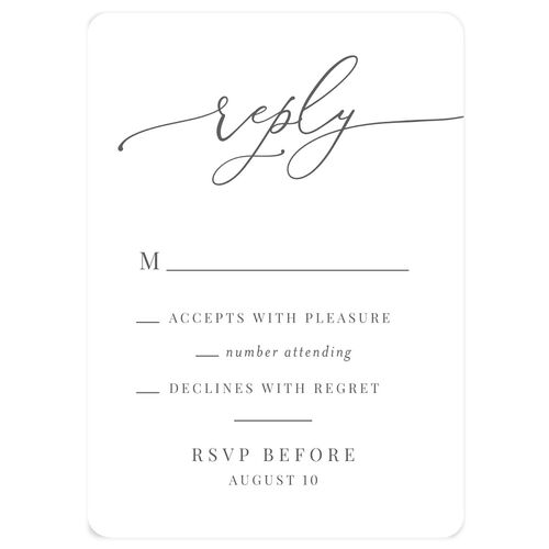 Romantic Calligraphy Wedding Response Cards Silver Signature Rounded