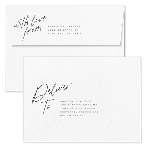 You Are Mine Save The Date Card Envelopes Rose Dark Navy Recipient Address Signature Standard