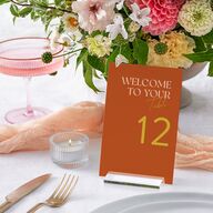 Wedding of the Century Table Numbers Burnt Orange Signature