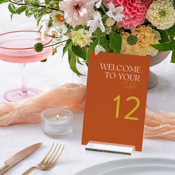 Wedding of the Century Table Numbers Burnt Orange Signature