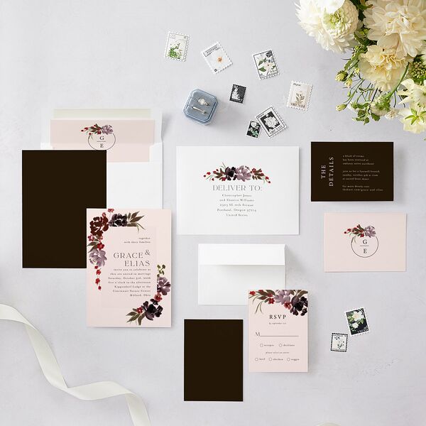 Autumn Romance Wedding Invitations Chocolate Signature Blank No
