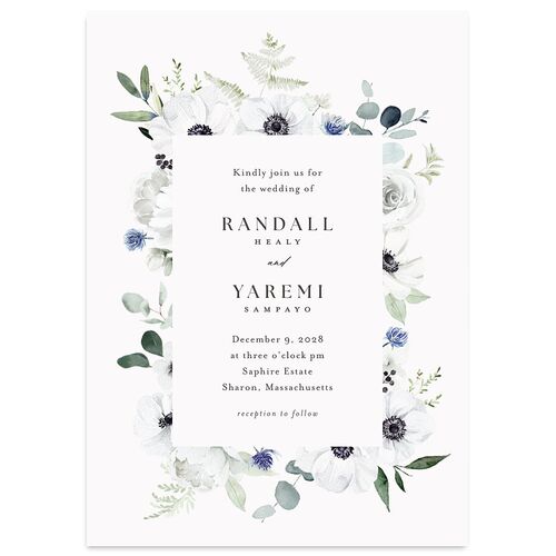Elegant Anemone Wedding Invitations Ice Blue Signature Blank No Standard