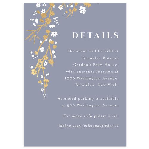 Cherry Blossoms Wedding Enclosure Cards Gold Dusty Blue Signature Standard