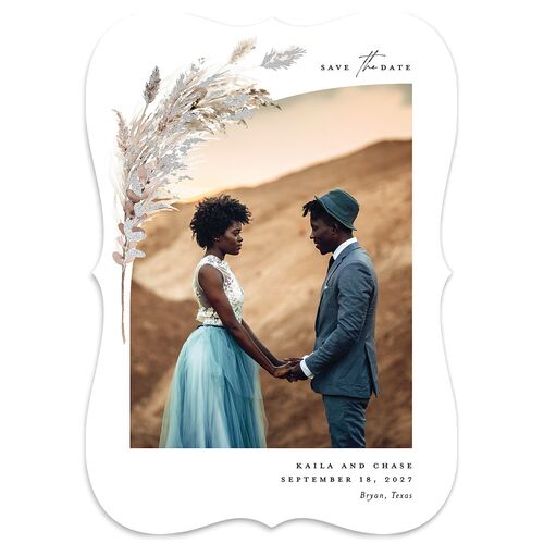 Soft Pampas Foil Save the Date Cards Silver Silver Signature smooth Blank No Bracket