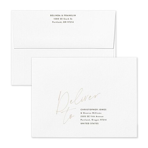 Modern Script Names Save the Date Magnet Envelopes White Bisque Both Recipient and Return Addresses Signature Standard