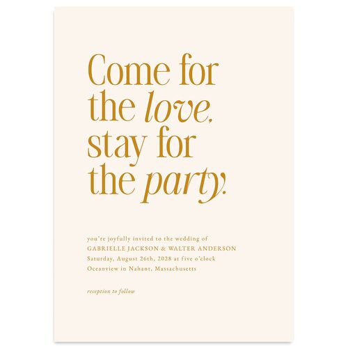 Stay For The Party Wedding Invitations Marigold Signature Blank No Standard