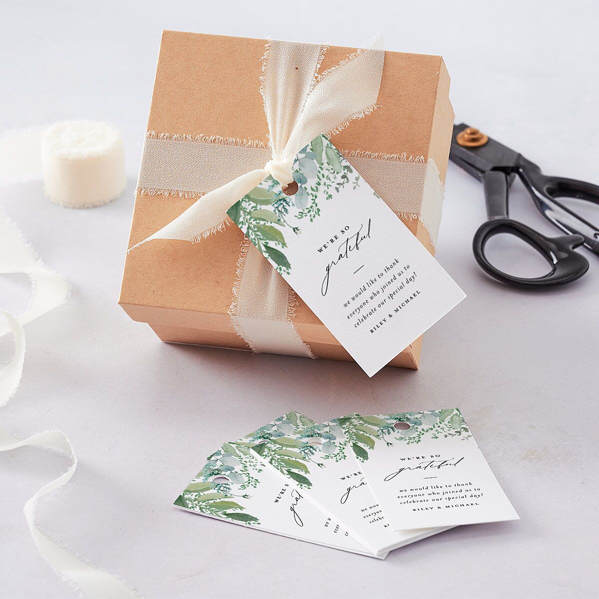 Gorgeous Greenery Favor Gift Tags Pure White Signature