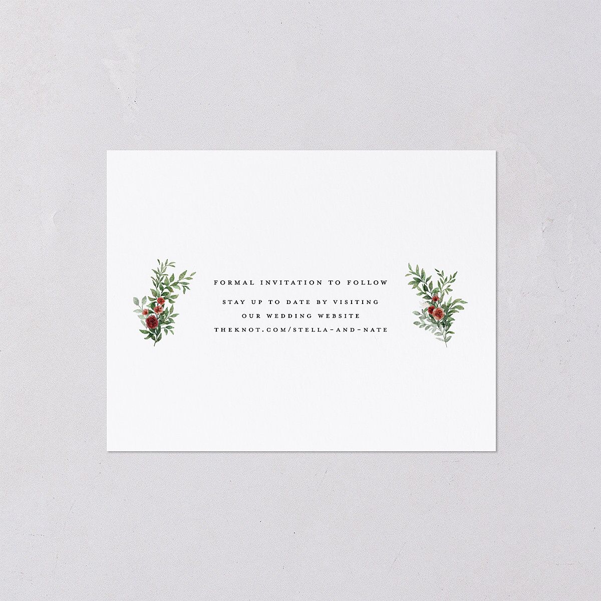 Floral Arc Save the Date Petite Cards Merlot Signature smooth Blank No Standard
