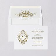 Ornate Vintage Crest Rehearsal Dinner Invitations Umber Signature Blank Standard