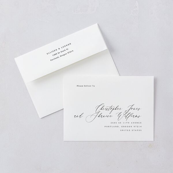 Minimal Calligraphy Wedding Invitations Midnight Signature Blank No Standard