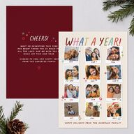 What a Year Whimsical Calendar Photos Holiday Cards Maroon Signature Blank Standard Portrait