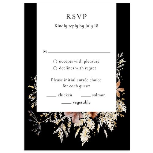 Dried Blooms Wedding Response Cards Gold Licorice Signature Standard