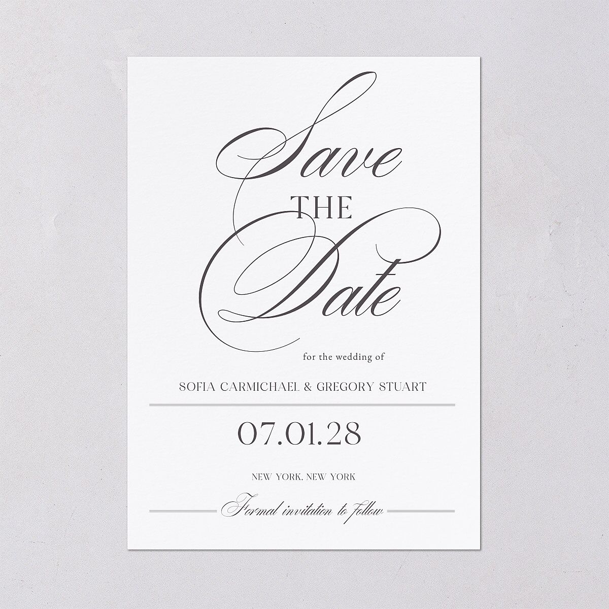 Classically Elegant Save The Date Cards Pure White Signature smooth Blank No Standard