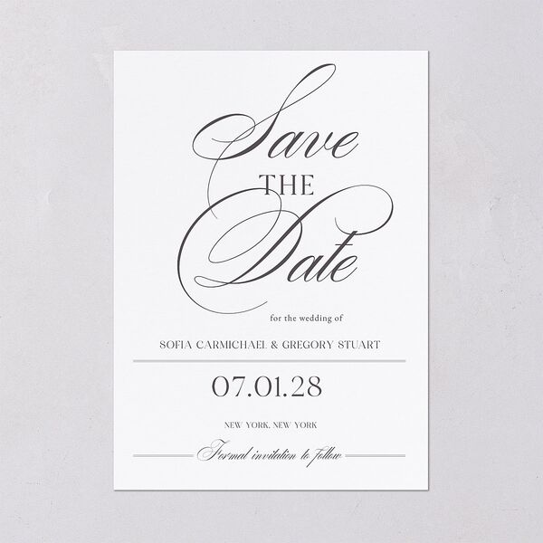 Classically Elegant Save The Date Cards Pure White Signature smooth Blank No Standard