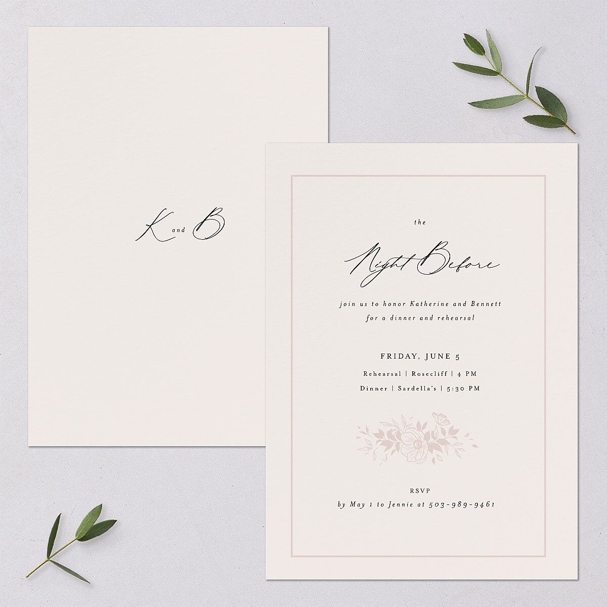 Baroque Garden Rehearsal Dinner Invitations Champagne Signature Blank Standard