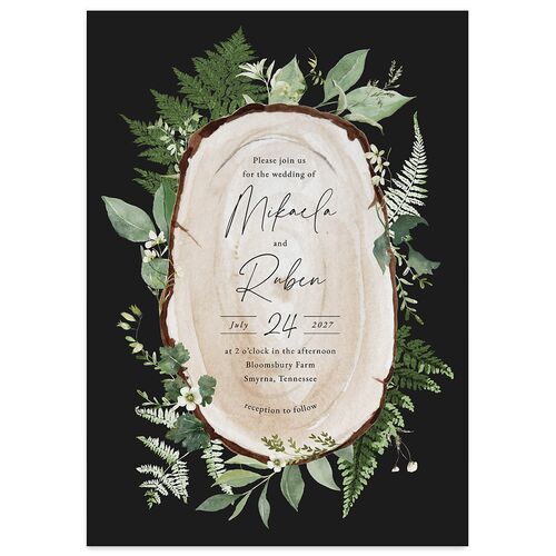 Fairytale Woodgrain Slab Wedding Invitations Licorice Signature Blank No Standard
