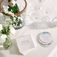 Elegant Hydrangea Coasters Dusty Blue Cardboard Circle