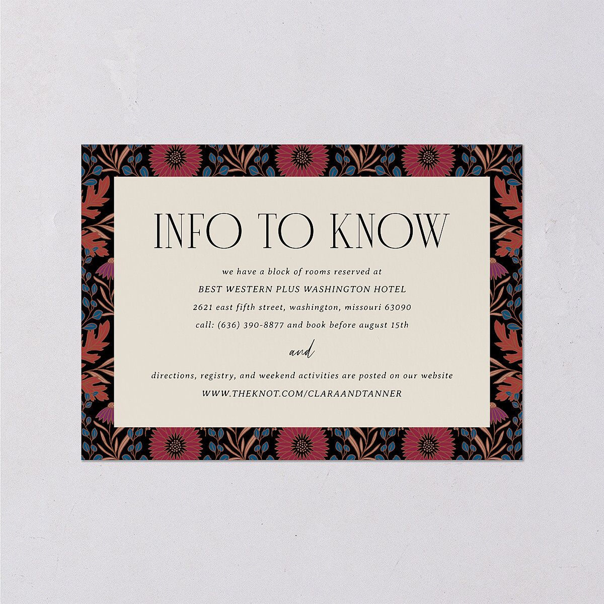 Ornate Garden Wedding Enclosure Cards Garnet Signature