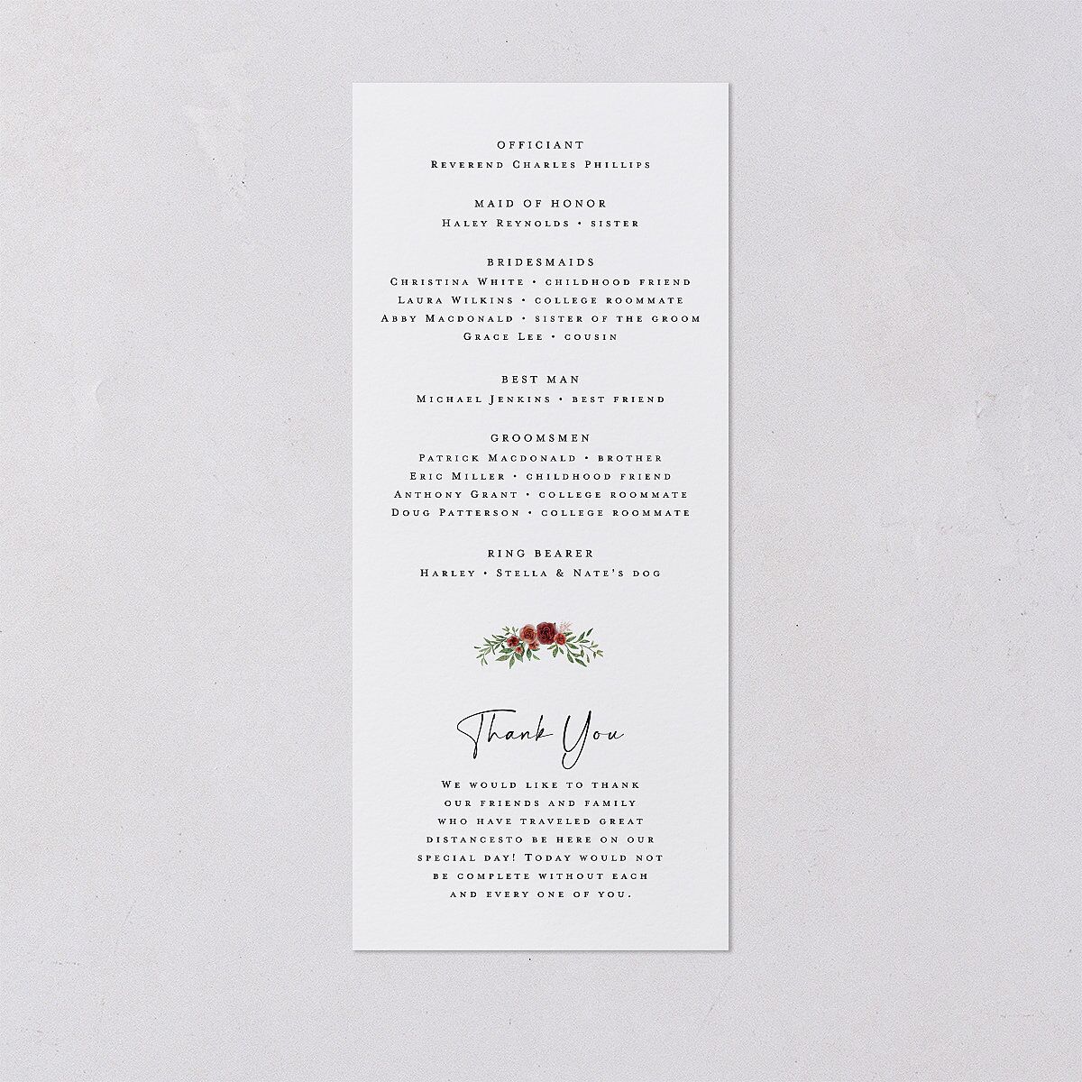 Floral Arc Wedding Programs Merlot Signature