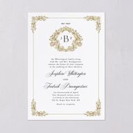 Black Tie Crest Wedding Invitations Pure White Signature Blank No Standard