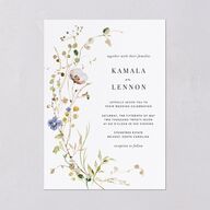 Glistening Wildflower Foil Wedding Invitations Gold Pure White Signature Blank No Standard