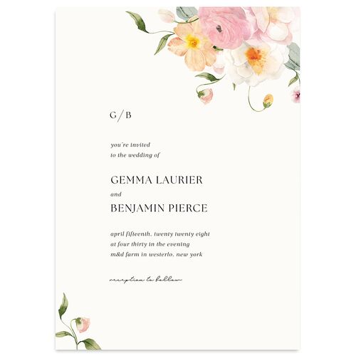 Pastel Garden Wedding Invitations Pink Cotton Signature Blank No Standard