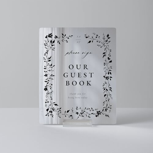 Timeless Floral Mirrored Acrylic Tabletop Sign X-small Charcoal Mirrored Acrylic XS Tabletop Table Standard