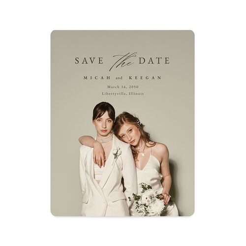 Illustrated Vines Save The Date Magnets Charcoal Magnet Paper
