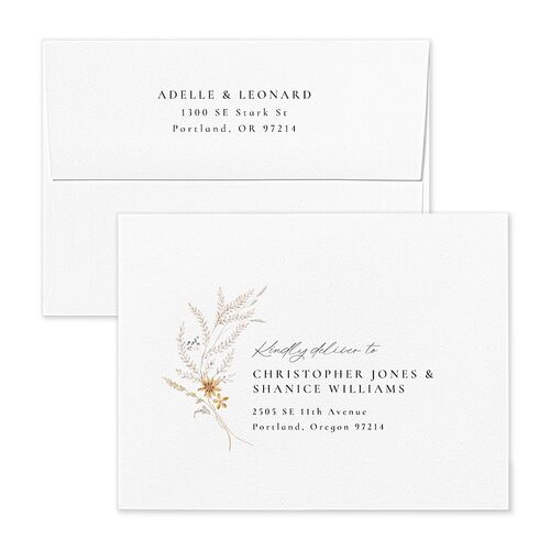 Dried Blooms Thank You Card Envelopes White Copper Both Recipient and Return Addresses Signature Standard
