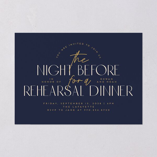 Headline Rehearsal Dinner Invitations Navy Signature Blank Standard