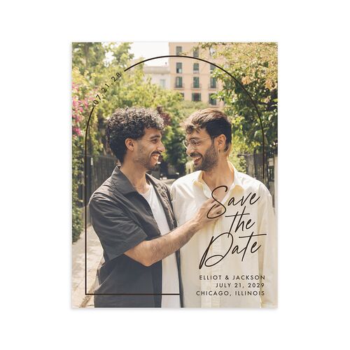 Scripted Arch Save the Date Petite Cards Deep Bronze Signature smooth Blank No Standard