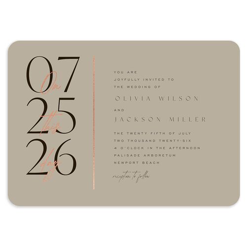On This Day Wedding Invitations Rose Gold Fawn Signature Blank No Rounded