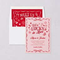 Hand Drawn Las Vegas Hearts Envelope Liners Crimson Standard