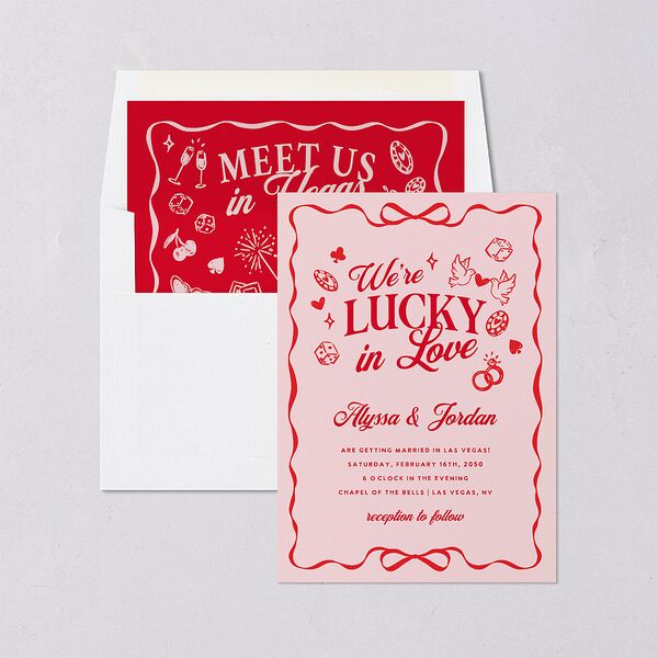 Hand Drawn Las Vegas Hearts Envelope Liners Crimson Standard