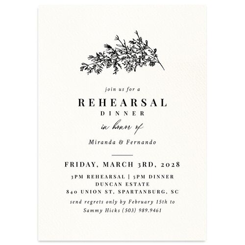 Botanical Branches Rehearsal Dinner Invitations Midnight Signature Blank Standard