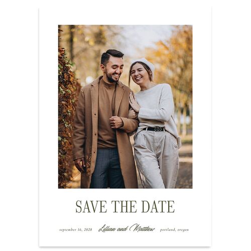 Classically Editorial Save the Date Cards Dark Camo Signature Blank No Standard