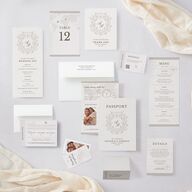 Timeless Passport QR Code RSVP Cards Linen Signature Standard