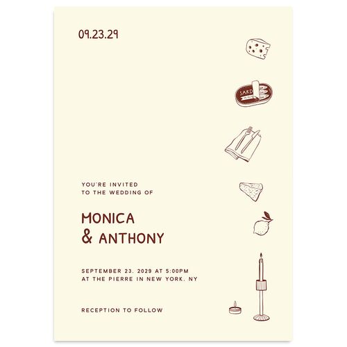 Hand Drawn Recipe Wedding Invitations Saddle Signature Blank No Standard