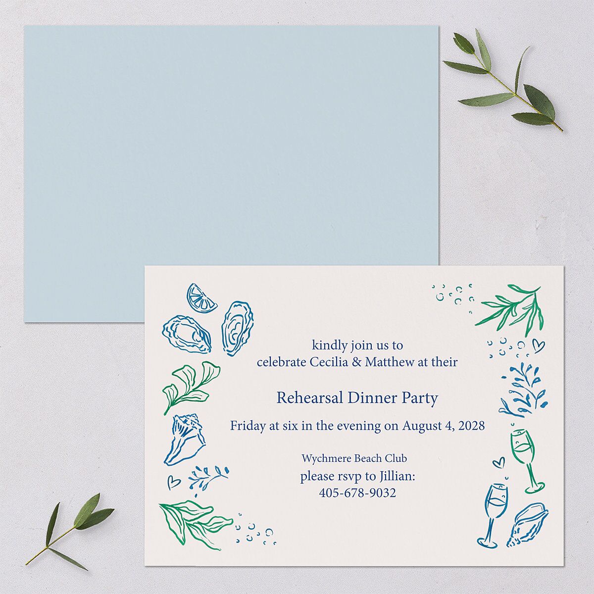 Nautical Border Rehearsal Dinner Invitations — view 1