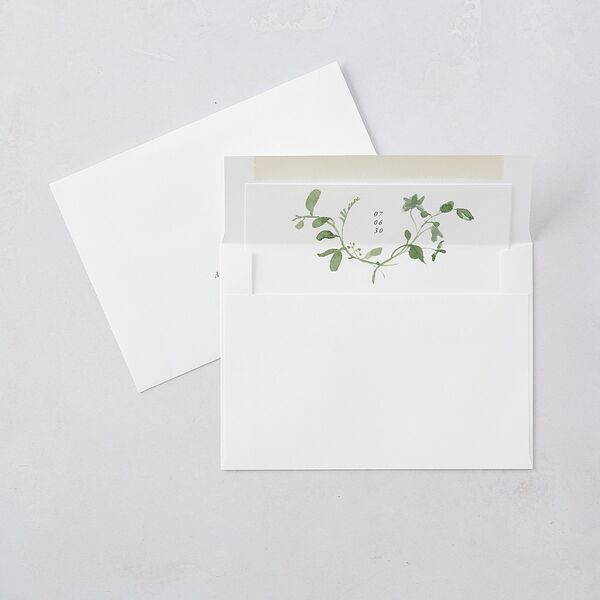 Curved Garland Wedding Invitations Pure White Signature Blank No Standard