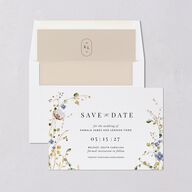 Glistening Wildflower Save the Date Cards Gold Pure White Signature smooth Blank No Standard
