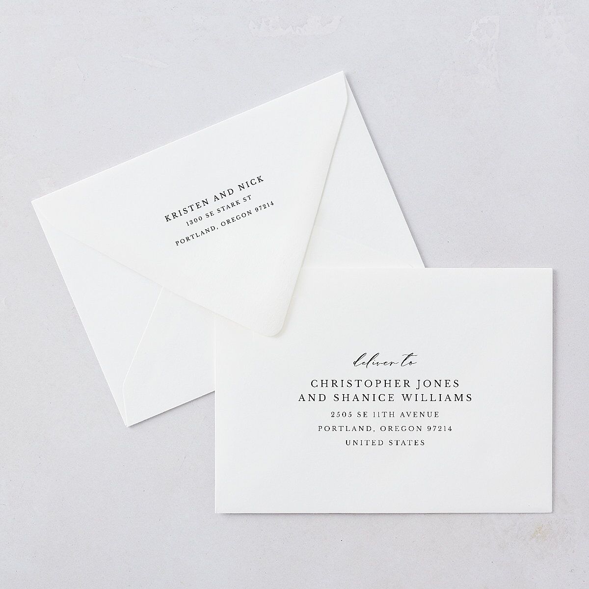 Eucalyptus Frame Bridal Shower Invitation Euro Envelopes Luxe Pure White White Both Recipient and Return Addresses Signature