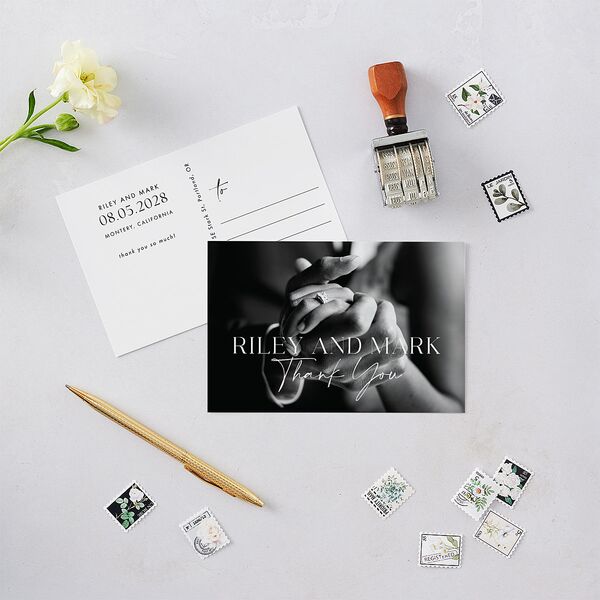 Modern Contrast Thank You Postcards Midnight