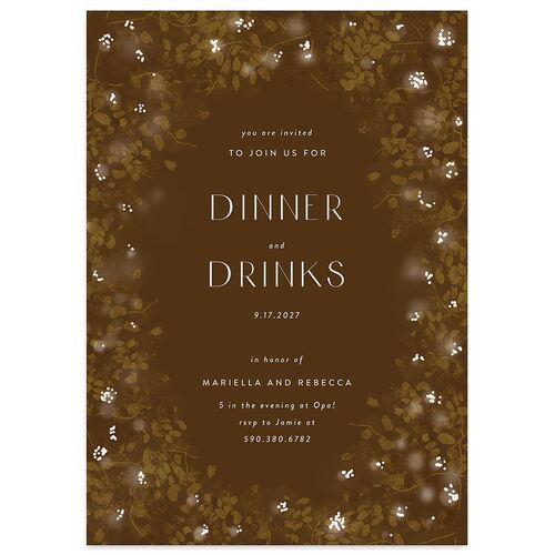 Moonlit Garden Rehearsal Dinner Invitations Chocolate Signature Blank Standard
