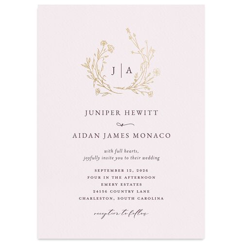 Gilded Monogram Wedding Invitations Gold Purple Haze Signature Blank No Standard