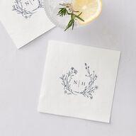 Natural Monogram Cocktail Napkins Midnight Navy Napkin Uncoined