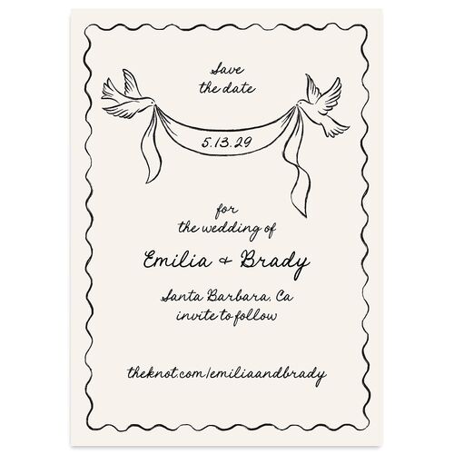 Vintage Lovebird Banner Save the Date Cards Linen Signature smooth Blank No Standard