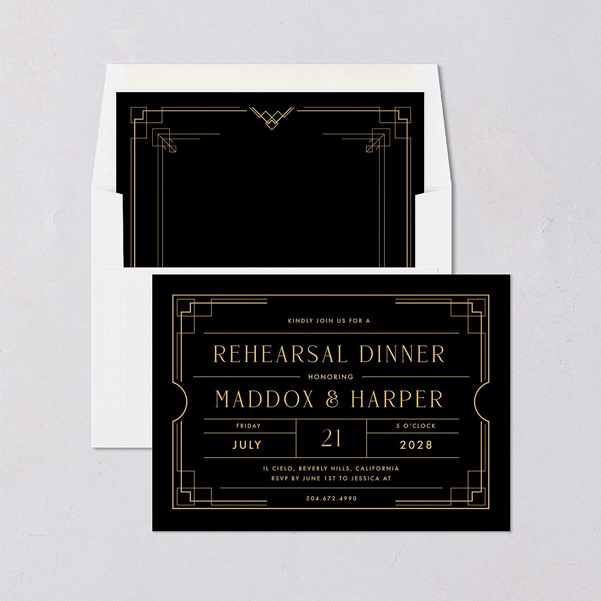 Vintage Hollywood Rehearsal Dinner Invitations Licorice Signature Blank Standard