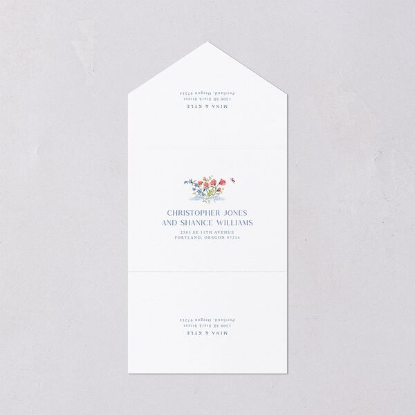 Fairytale Wildflower Crest All-in-One Wedding Invitations Pure White Signature Light Both Recipient and Return Addresses No