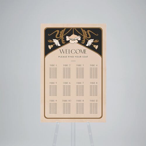 Vintage Nouveau Floral Standard Seating Chart Large Licorice Standard Outdoor Corrugated L Seating